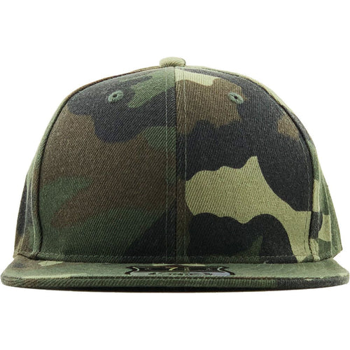 Flat Brimmed Fitted Camo Ball Cap Front flat brim View