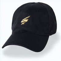 Hawkstrike Emblem Gold on Black Partial Coolnit - Unstructured Baseball Cap front view
