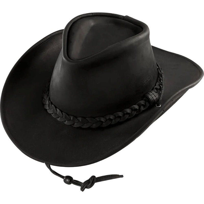 Black Leather Cowboy Hat front view