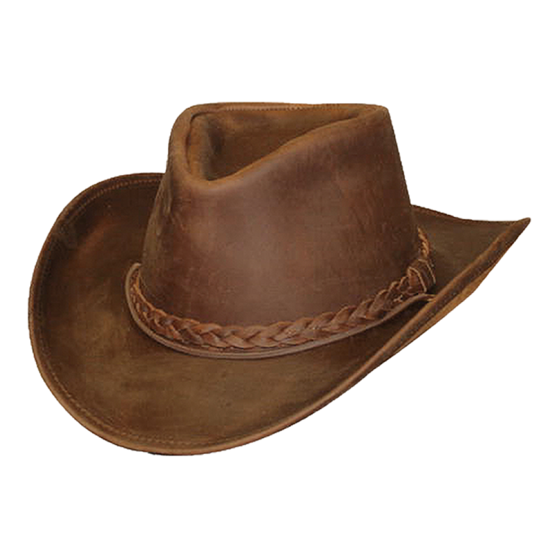 Brown Leather Cowboy Hat front view