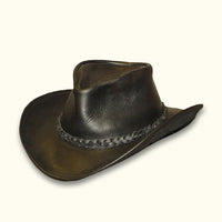 Black Leather Cowboy Hat back view