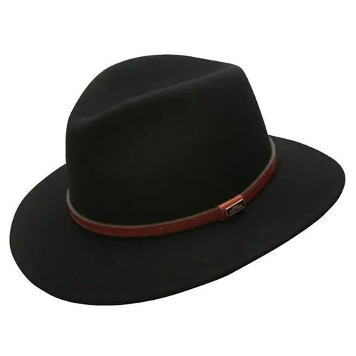 Jackeroo Australian Wool Crushable Hat - Black front view