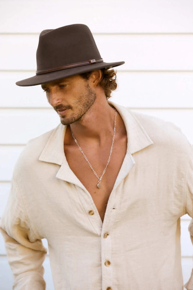 Jackeroo Australian Wool Crushable Hat - Brown back view