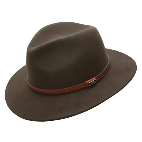 Jackeroo Australian Wool Crushable Hat - Brown front view