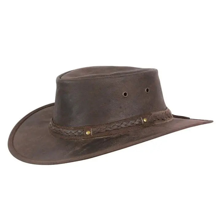 Kangaroo Crossing Leather Hat front view