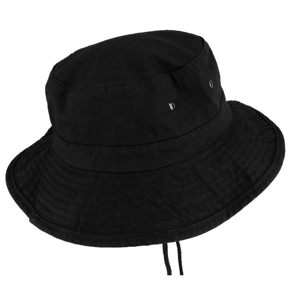 Large Brim Cotton Boonie - Black back view