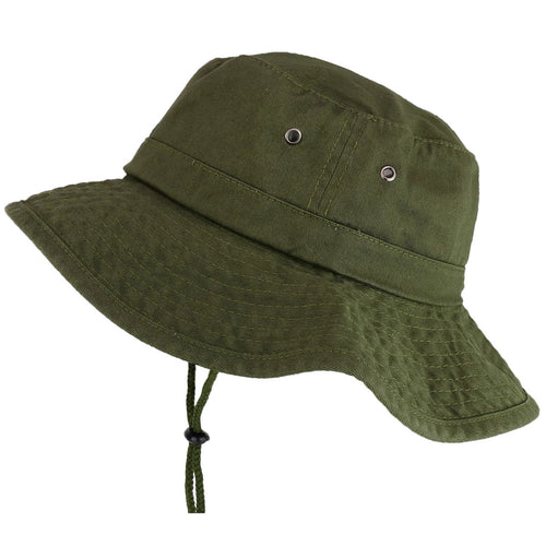 Large Brim Cotton Boonie - Olive front view