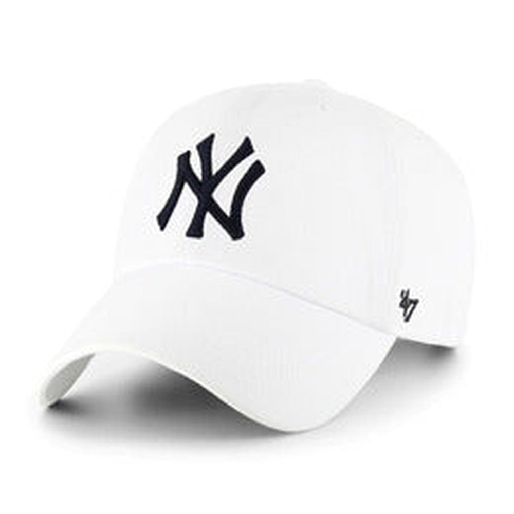 New York Yankees (MLB) - Black on White Unstructured Baseball Cap front view