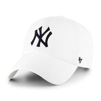New York Yankees (MLB) - Black on White Unstructured Baseball Cap front view