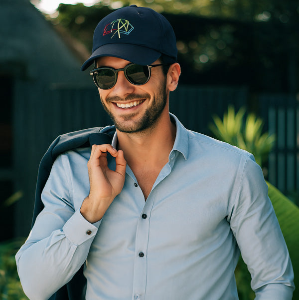 Navy Blue with Nautical Flags Logo - Unstructured Baseball Cap
