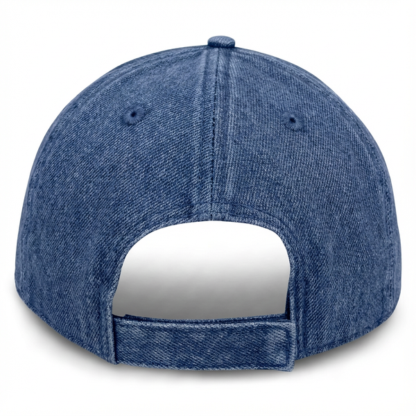 Navy Blue Denim Weathered - Unstructured Baseball Cap front -1