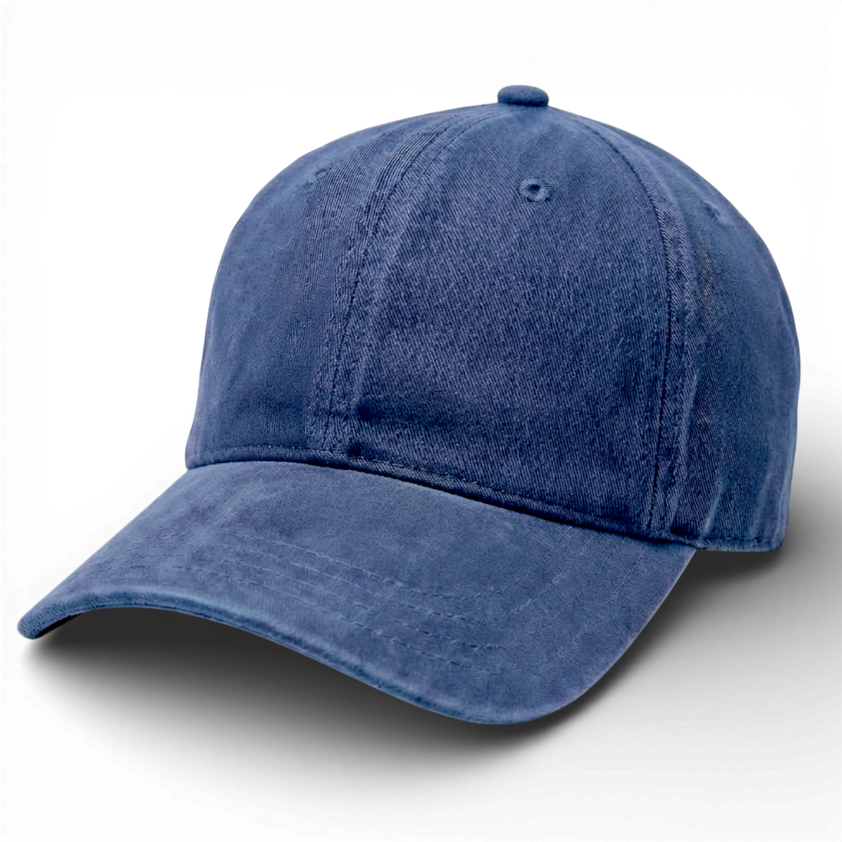 Navy Blue Denim Weathered - Unstructured Baseball Cap front -1