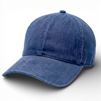 Navy Blue Denim Weathered - Unstructured Baseball Cap front -1