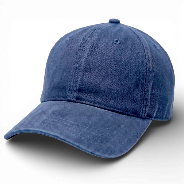 Navy Blue Denim Weathered - Unstructured Baseball Cap front -1