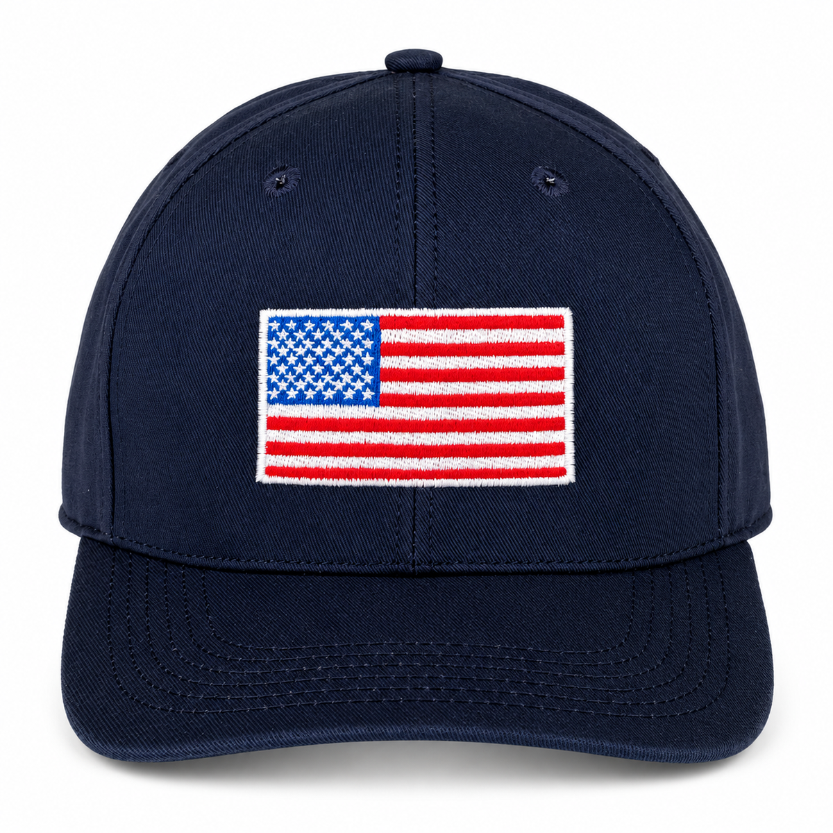 Navy Blue Structured Baseball Cap with USA Flag