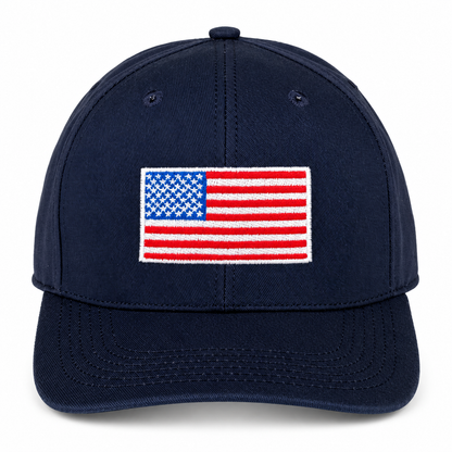 Navy Blue Structured Baseball Cap with USA Flag