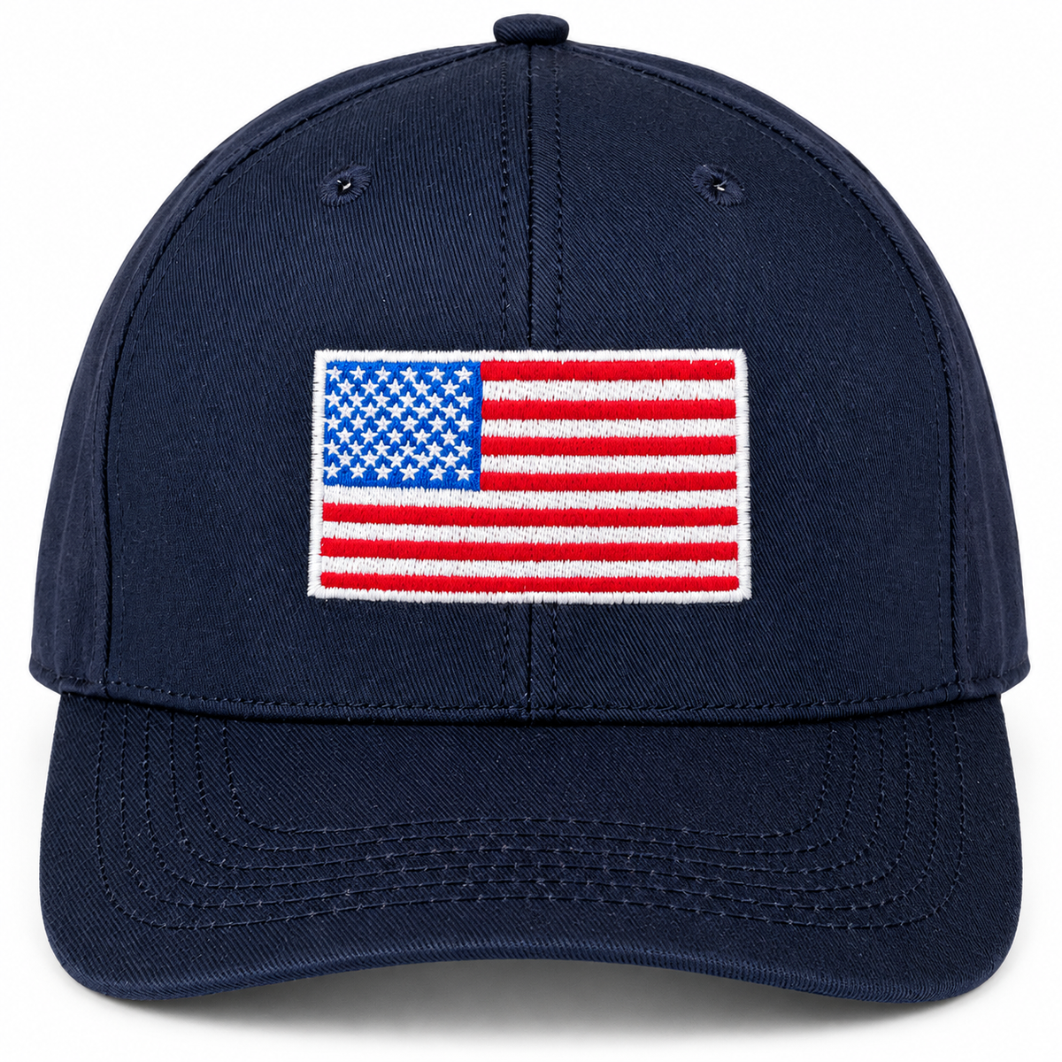Navy Blue Structured Baseball Cap with USA Flag