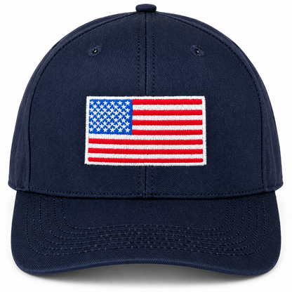 Navy Blue Structured Baseball Cap with USA Flag