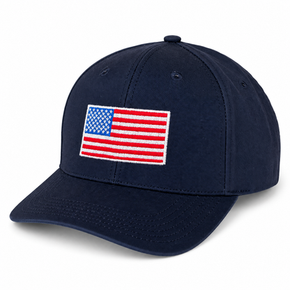 Navy Blue Structured Baseball Cap with USA Flag
