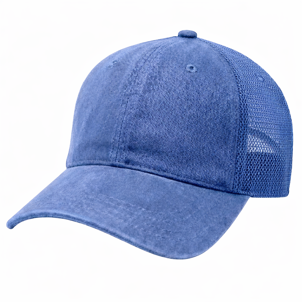 Ocean Blue Washed Mesh - Unstructured Baseball Cap - front 1