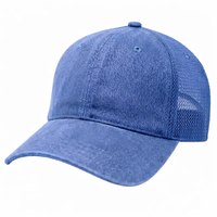 Ocean Blue Washed Mesh - Unstructured Baseball Cap - front 1