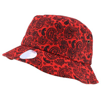 Bandana Print Bucket Hat - Black & Red Paisley back view