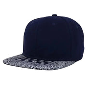 Printed Flatbill Structured Baseball Cap - Navy