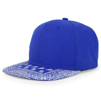 Printed Flat Bill Snapback Cap Royal  Blue - front 1
