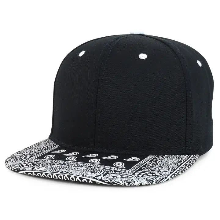 Printed Flatbill Structured Baseball Cap - Black
