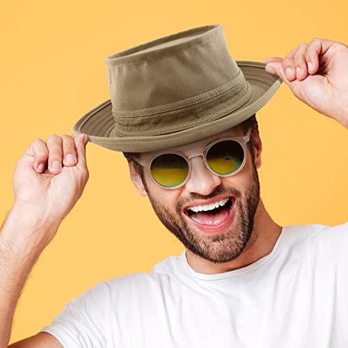 Roll Up Bucket Hat - Khaki back view