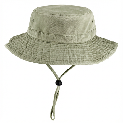 SC Headwear, Boonie Hat for big head sizes, 100% cotton, safari green, extra deep crown, front view on white background