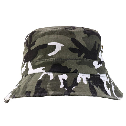 Short Brim Cotton Bucket Hat - Urban Camo back view