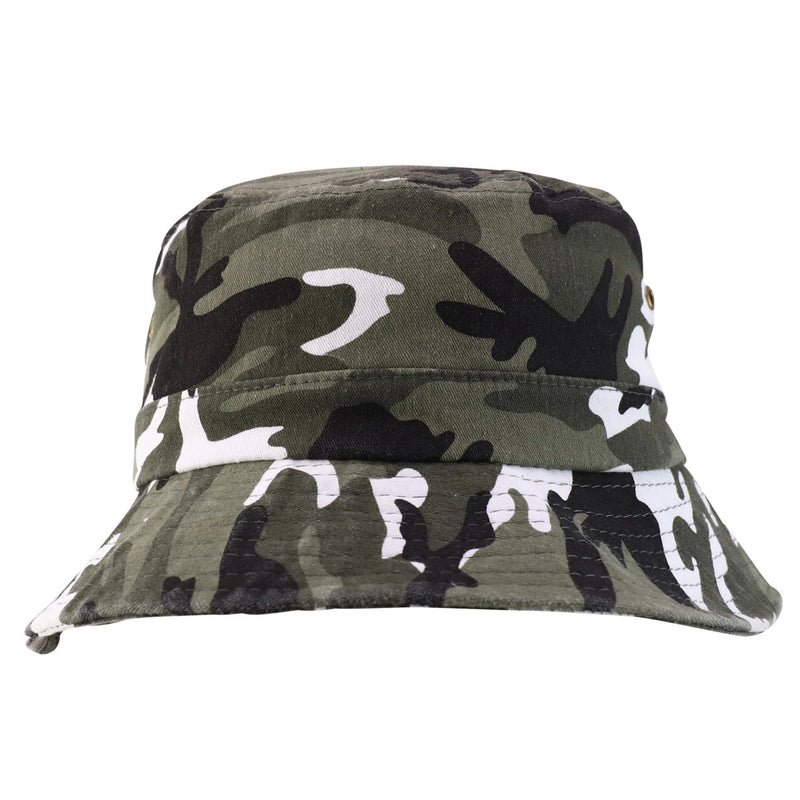 Short Brim Cotton Bucket Hat - Urban Camo back view