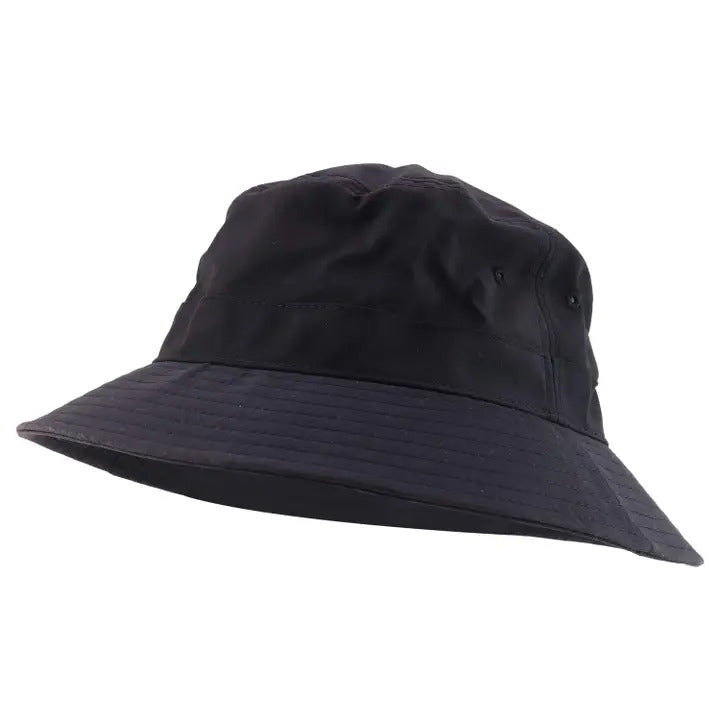 Short Brim Polyester Bucket Hat - Black front view