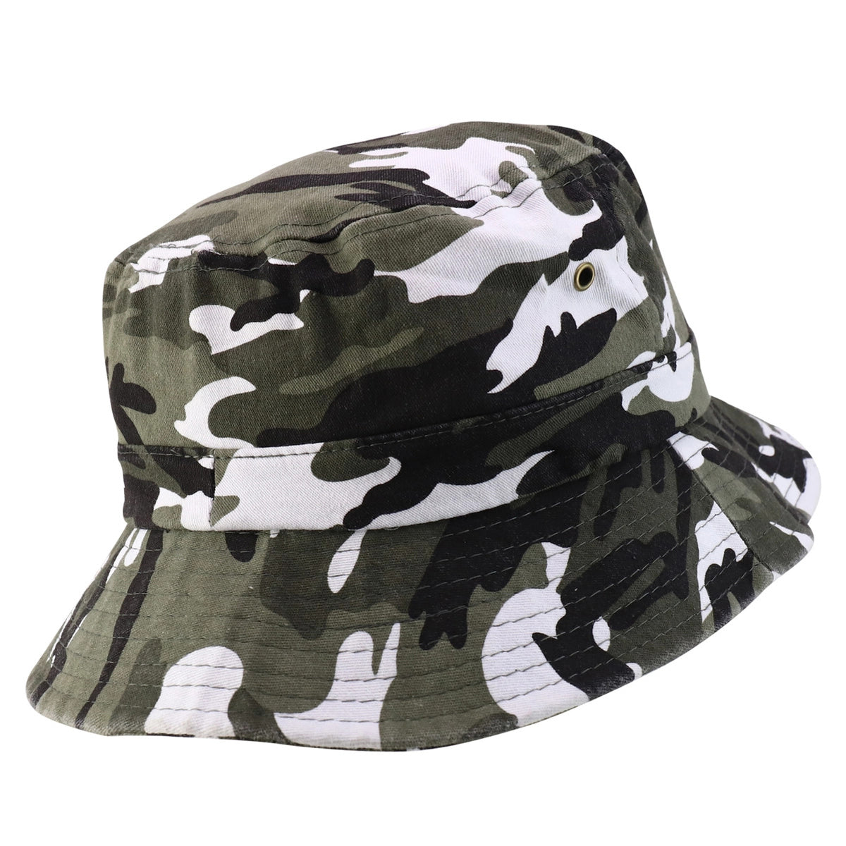 Short Brim Polyester Bucket Hat - Urban Camo view three