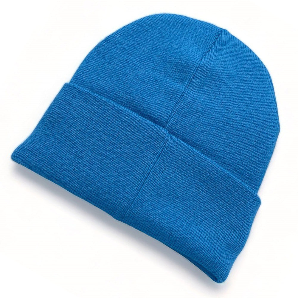Unisex Blue Beanie Hat Colorful Knit Simple Rib Hat - Knitted Beanie - Slouch  main image 4