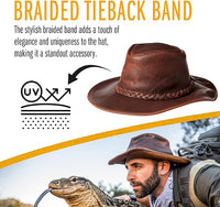 Brown Leather Cowboy Hat braided tieback hat band