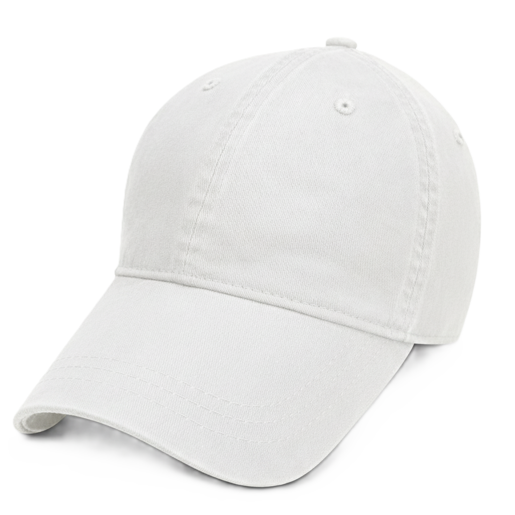 White Unstructured Baseball Cap- front 1