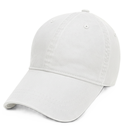 White Unstructured Baseball Cap- front 1