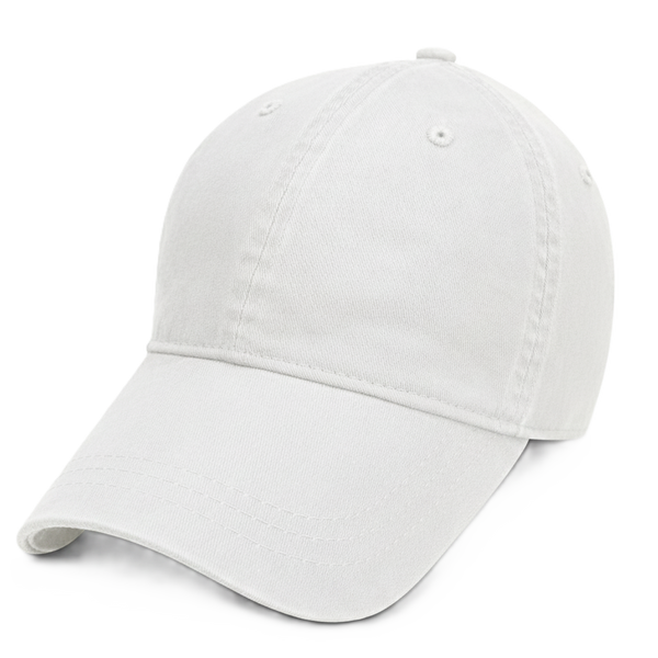 White Unstructured Baseball Cap- front 1