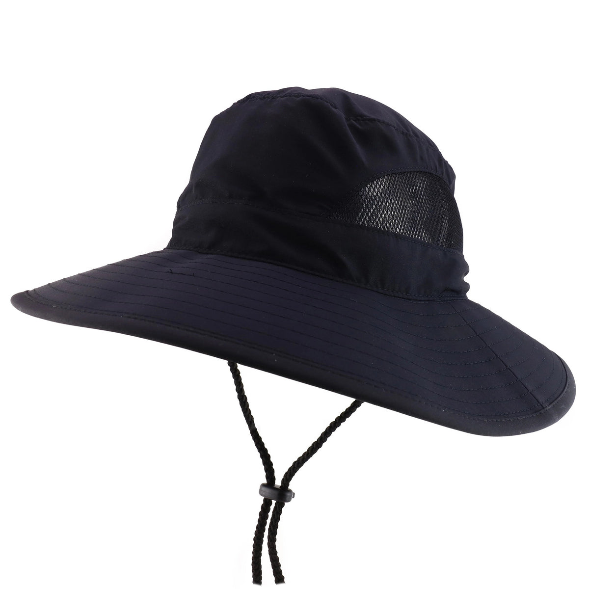 Wide Brim Mesh Bucket Hat - Black front view