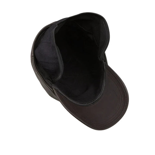 Wigens Dark Brown Elk Leather Baseball Cap with hidden Earflaps back view