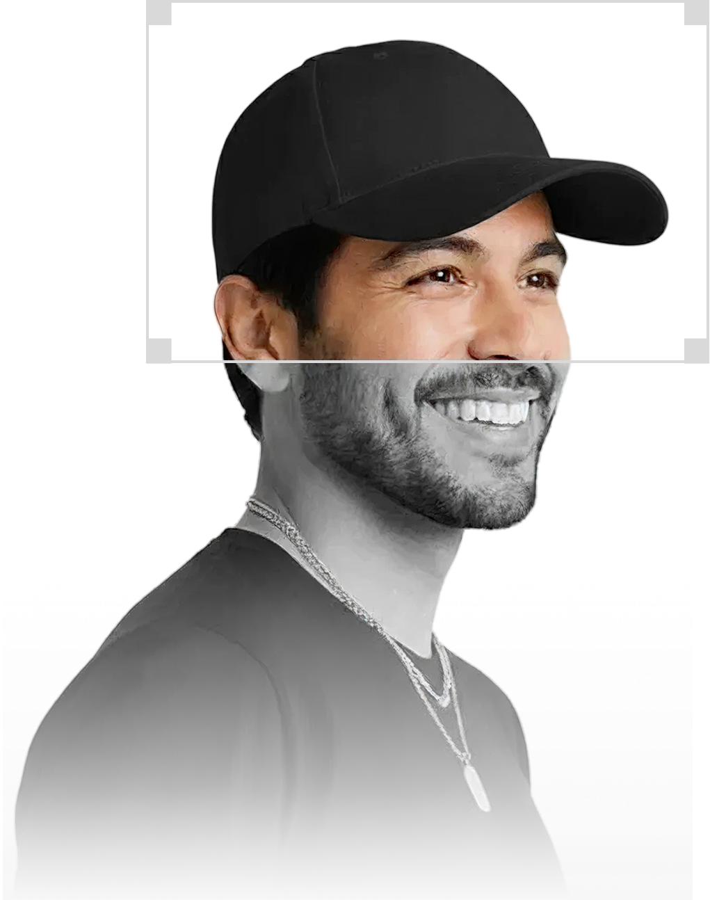 Man wearing a black hat, showcasing BigHatStore's design for larger heads