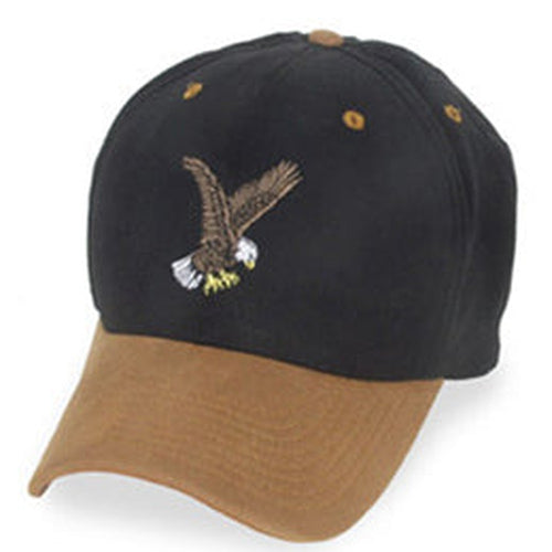 Black with Eagle Logo and Suede Visor Baseball style Big Hats fits Size 3XL