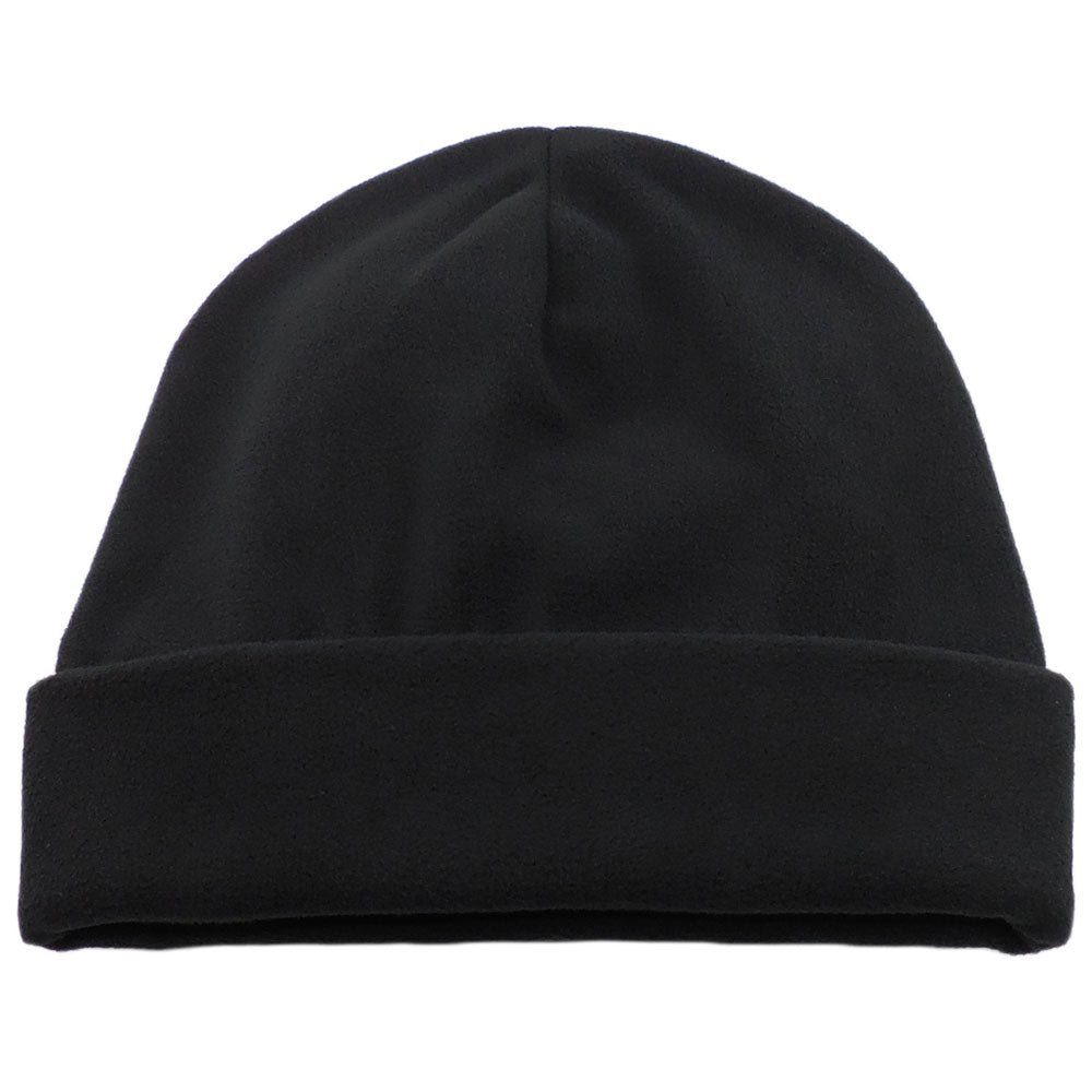 Big Hat Store Fleece cap for Big Heads, black acrylic fleece with extra deep crown, front front view on white background