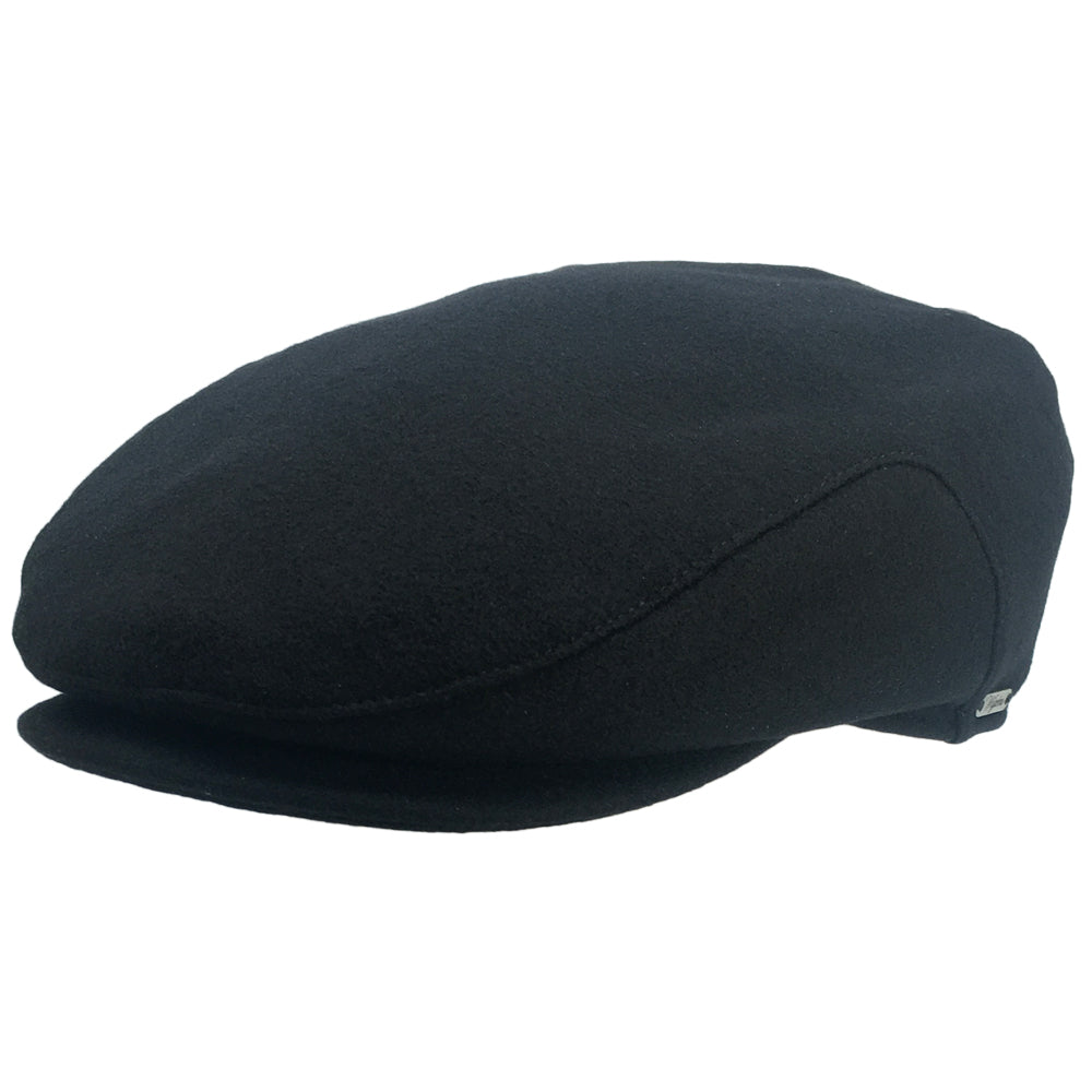 Black Soft Wool Large Hats with ear flaps, fits driving cap Sizes 3XL and 4XL, flaps up view