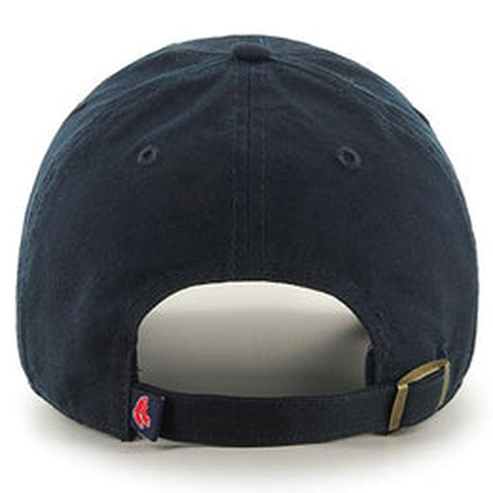 rear view of a Boston Red Sox MLB Unstructured Baseball Cap for Big Heads in with adjustable fabric strap size in  3XL-4XL