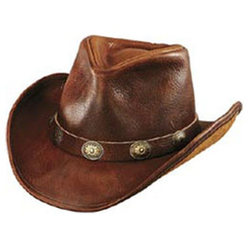Brown Leather OverSized Cowboy Hats with Leather Buckle Trim for Sizes 2XL and 3XL