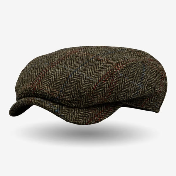 Harris Tweed Longshoreman Cap in Hunter Green front view