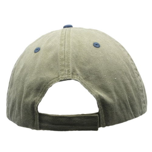 Khaki with Blue Weathered Baseball Caps in Hat Sizes Large